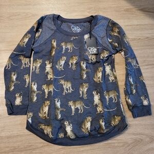 CHASER Cheetah Crewneck Sweatshirt Small NWT